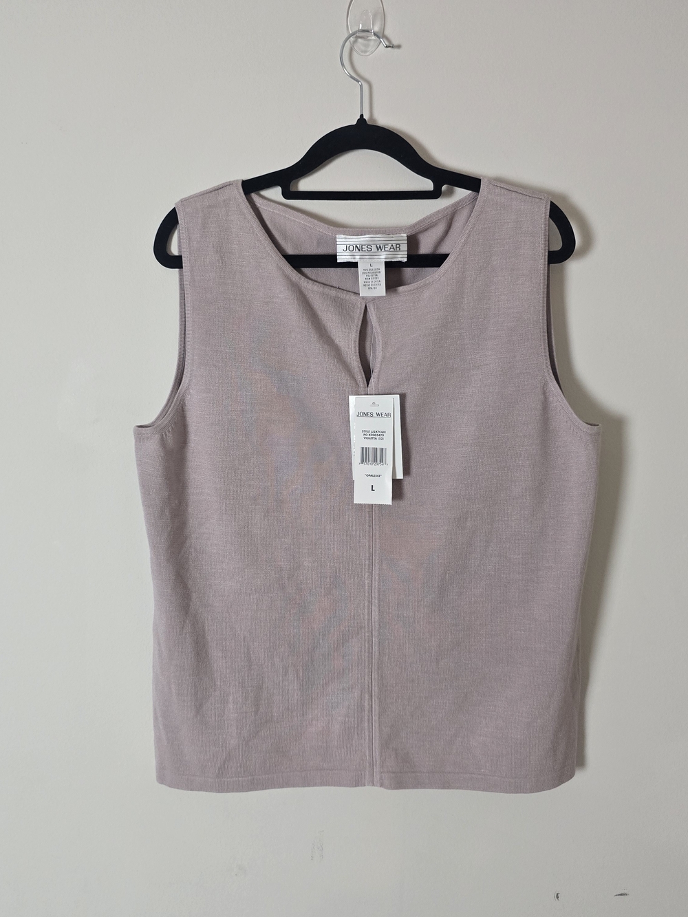 Jones Wear Silk Women's L Purple Knit Round Neck Sleeveless Keyhole Sweater Chic